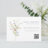 Whimsical Pastel Wildflower bruiloft RSVP Kaartje (Staand voorkant)