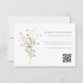 Whimsical Pastel Wildflower bruiloft RSVP Kaartje