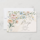 Whimsical Pastel Wildflower bruiloft RSVP Kaartje (Voorkant)