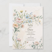 Whimsical Pastel Wildflower bruiloft Save The Date (Voorkant)