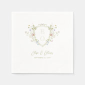 Whimsical Pastel Wildflower Crest Bruiloft Servet (Voorkant)