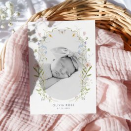 Whimsical Pastel Wildflower Lijst Baby shower Bedankkaart