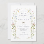 Whimsical Pastel Wildflower Lijst Baby shower Kaart (Voorkant)