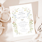 Whimsical Pastel Wildflower Lijst Baby shower Kaart