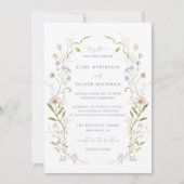Whimsical Pastel Wildflower Lijst Bruiloft Kaart (Voorkant)