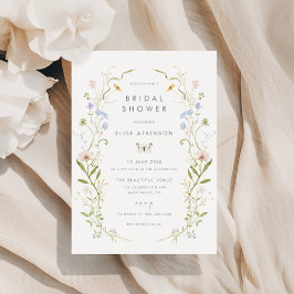 Whimsical Pastel Wildflower Lijst Vrijgezellenfees Kaart