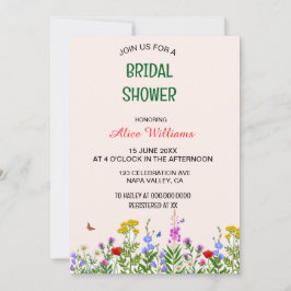 Whimsical Pastel Wildflower Lijst Vrijgezellenfees Kaart