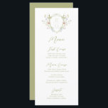Whimsical Pastel Wildflower Monogram Crest Bruilof Menu<br><div class="desc">Maak kennis met ons grillige pastel wildflower crest huwelijksmenu met een kleurrijk wildflower monogram crest ontwerp! Deze menukaart is perfect voor diegenen die een vleugje speelse grillen willen toevoegen aan hun speciale dag. Het ontwerp beschikt over een verscheidenheid aan groen en wilde bloemen in verschillende pasteltinten van roze, blauw en...</div>