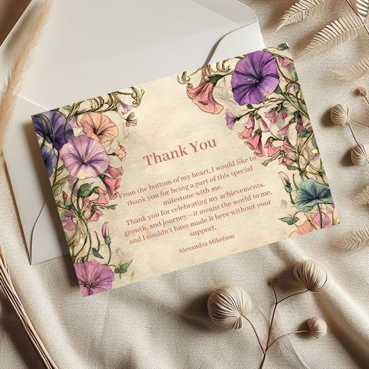 Whimsical Pastel Wildflower Sweet 16 Bedankkaart