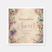 Whimsical Pastel Wildflower Sweet 16 Servet (Voorkant)