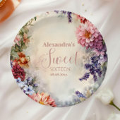 Whimsical Pastel Wildflowers Sweet 16 Papieren Bordje
