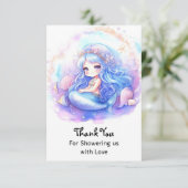 Whimsical Pastel Zeemeermin Baby shower Bedankkaart (Staand voorkant)