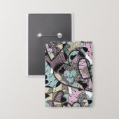 Whimsical Pastel Zentangle Harten Doodle Patroon B Button (Voorkant / Achterkant)
