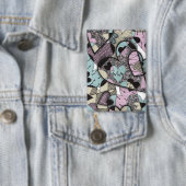 Whimsical Pastel Zentangle Harten Doodle Patroon B Button (Insitu)