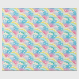 Whimsical Pastelpatroon met Harten en Regenbogen Cadeaupapier