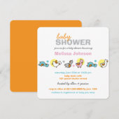 Whimsical Pastels Ducks Neutral Baby shower Invite Kaart (Voorkant / Achterkant)