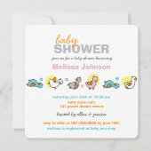 Whimsical Pastels Ducks Neutral Baby shower Invite Kaart (Voorkant)