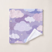 Whimsical pastelwolken en sterrenpatroon bad handdoek (Wasdoekje)