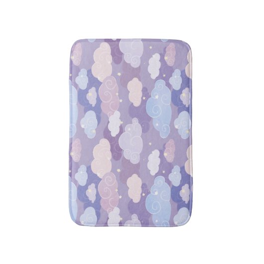 Whimsical pastelwolken en sterrenpatroon badmat (Voorkant Verticaal)