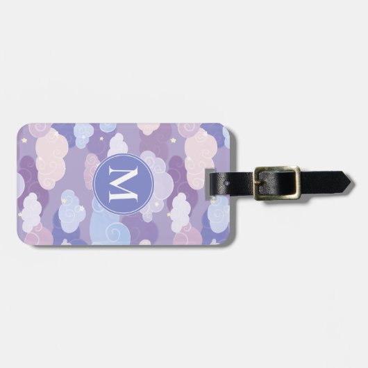 Whimsical pastelwolken en sterrenpatroon bagagelabel (Voorkant horizontaal)