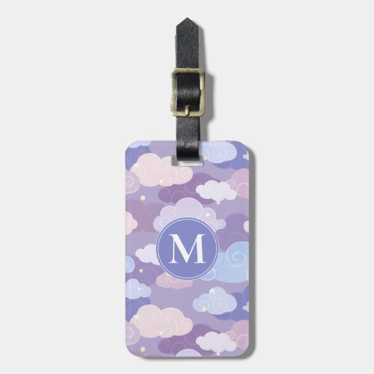 Whimsical pastelwolken en sterrenpatroon bagagelabel (Voorkant verticaal)