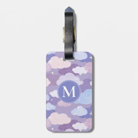 Whimsical pastelwolken en sterrenpatroon bagagelabel (Achterkant verticaal)