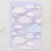 Whimsical pastelwolken en sterrenpatroon briefpapier (Voorkant / Achterkant)