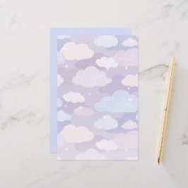 Whimsical pastelwolken en sterrenpatroon briefpapier