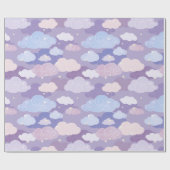 Whimsical pastelwolken en sterrenpatroon cadeaupapier (Vlak)