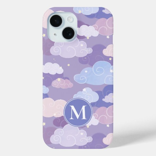 Whimsical pastelwolken en sterrenpatroon Case-Mate iPhone case (Achterkant)