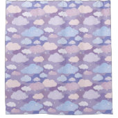Whimsical pastelwolken en sterrenpatroon douchegordijn (Voorkant)