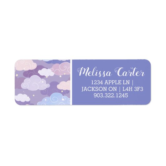 Whimsical pastelwolken en sterrenpatroon etiket (Voorkant)