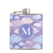 Whimsical pastelwolken en sterrenpatroon heupfles (Voorkant)