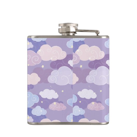 Whimsical pastelwolken en sterrenpatroon heupfles (Achterkant)
