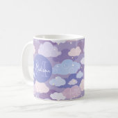 Whimsical pastelwolken en sterrenpatroon koffiemok (Voorkant links)