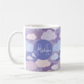 Whimsical pastelwolken en sterrenpatroon koffiemok (Links)