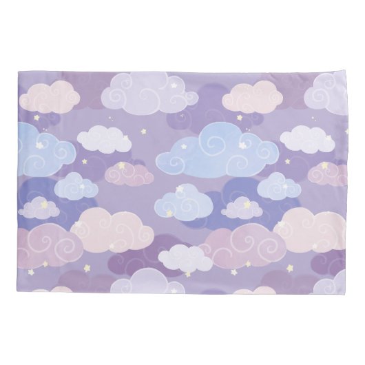 Whimsical pastelwolken en sterrenpatroon kussensloop (Achterkant)