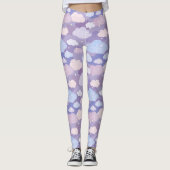 Whimsical pastelwolken en sterrenpatroon leggings (Voorkant)