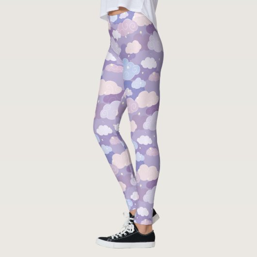 Whimsical pastelwolken en sterrenpatroon leggings (Links)