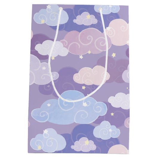 Whimsical pastelwolken en sterrenpatroon medium cadeauzakje (Achterkant)