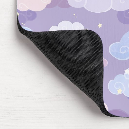 Whimsical pastelwolken en sterrenpatroon muismat (Hoek)
