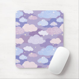 Whimsical pastelwolken en sterrenpatroon muismat