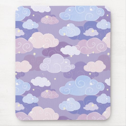 Whimsical pastelwolken en sterrenpatroon muismat (Voorkant)