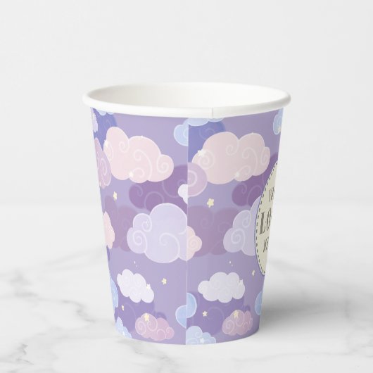Whimsical pastelwolken en sterrenpatroon papieren bekers (Rechts)