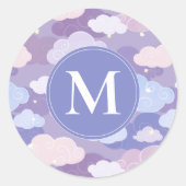 Whimsical pastelwolken en sterrenpatroon ronde sticker (Voorkant)