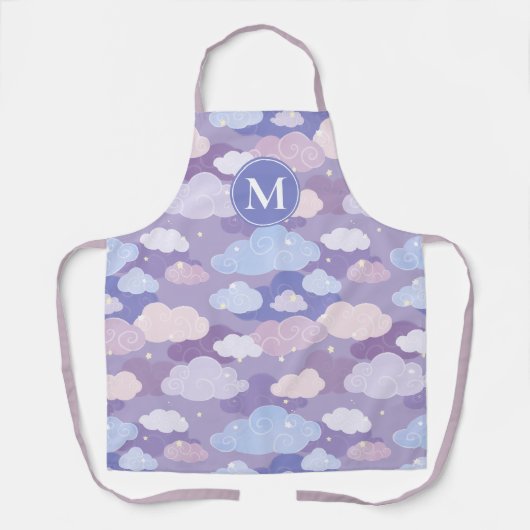 Whimsical pastelwolken en sterrenpatroon schort (Voorkant)