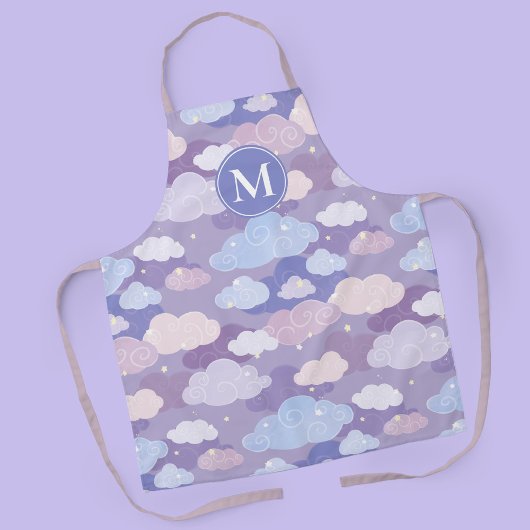 Whimsical pastelwolken en sterrenpatroon schort
