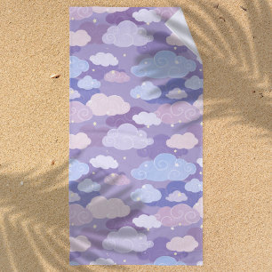 Whimsical pastelwolken en sterrenpatroon strandlaken