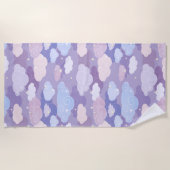 Whimsical pastelwolken en sterrenpatroon strandlaken (Voorkant)