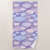 Whimsical pastelwolken en sterrenpatroon strandlaken (Voorkant)